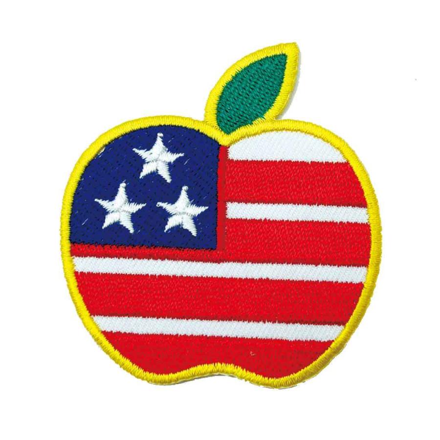 ワッペン アイロン Apple USA アメリカ かわいい アップル リンゴ アップリケ わっぺん アイロンで簡単貼り付け｜globalmarket
