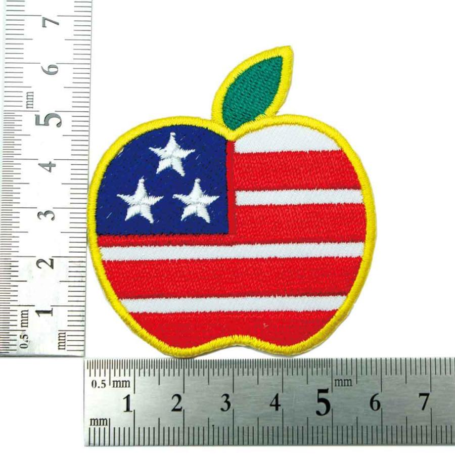ワッペン アイロン Apple USA アメリカ かわいい アップル リンゴ アップリケ わっぺん アイロンで簡単貼り付け｜globalmarket｜02