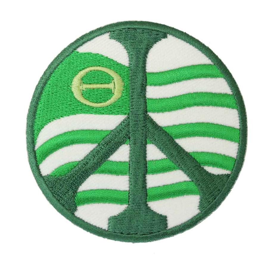 ワッペン アイロン PEACE ピース マーク 平和 グリーン デザイン