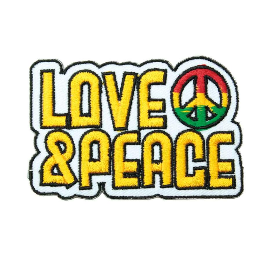 ワッペン アイロン LOVE&PEACE ラブアンドピース ラスタ メッセージ 