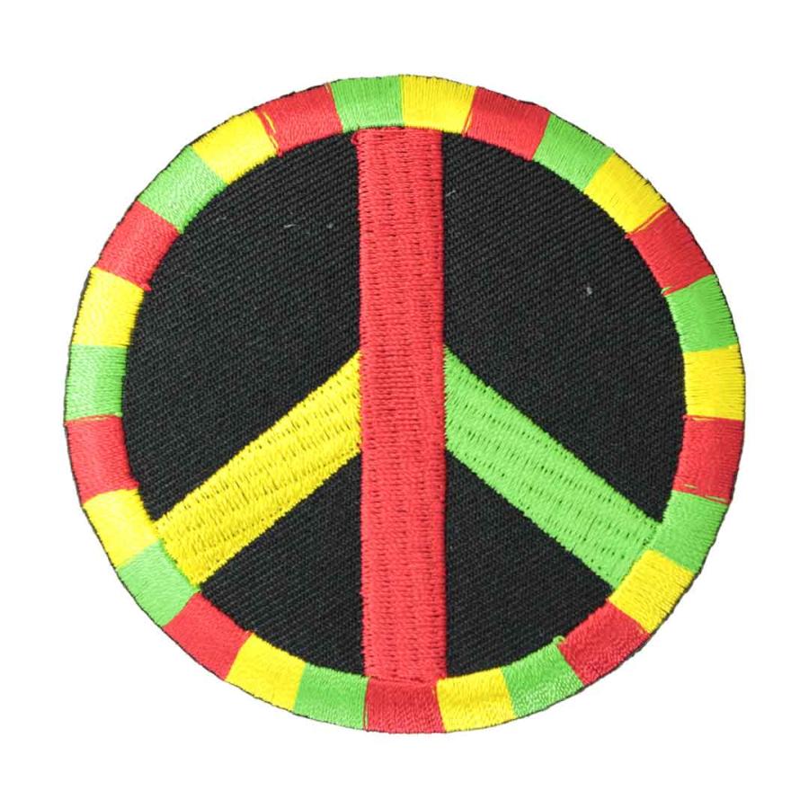 ワッペン アイロン PEACE ピース マーク 平和 ラスタ レゲエ デザイン