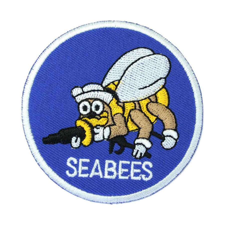ワッペン アイロン ハチ SEABEES シービー ミリタリー アメリカ海軍 工