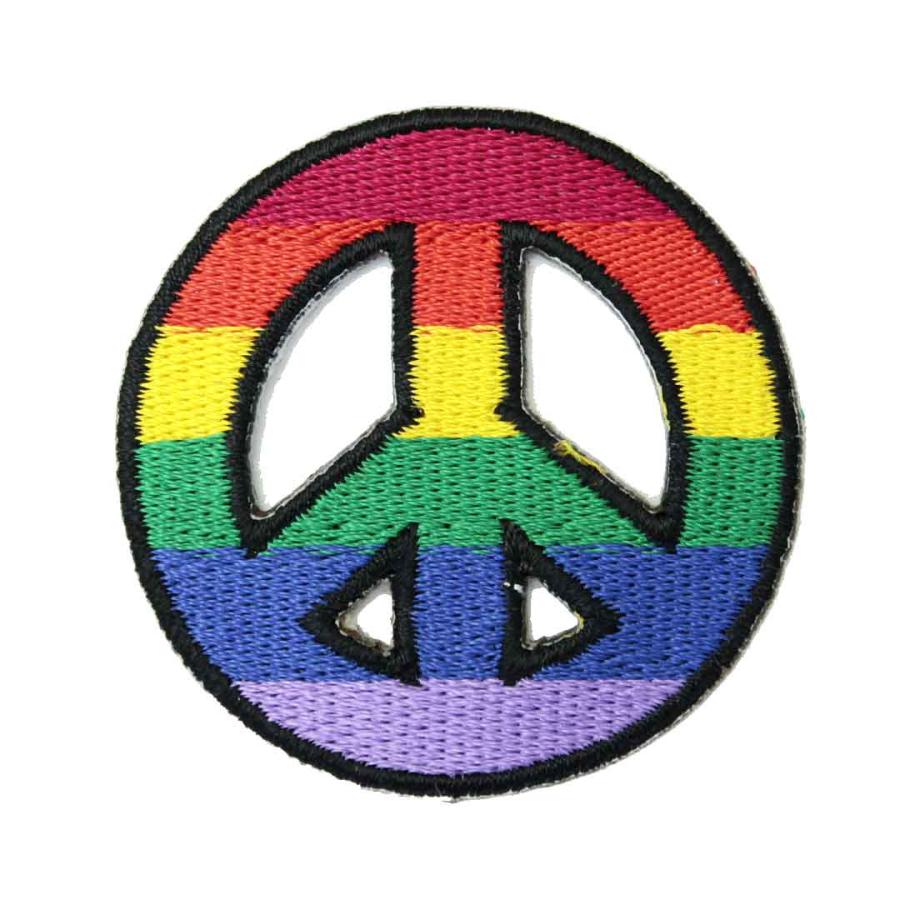 ワッペン アイロン PEACE ピース マーク 平和 カラフル 虹色