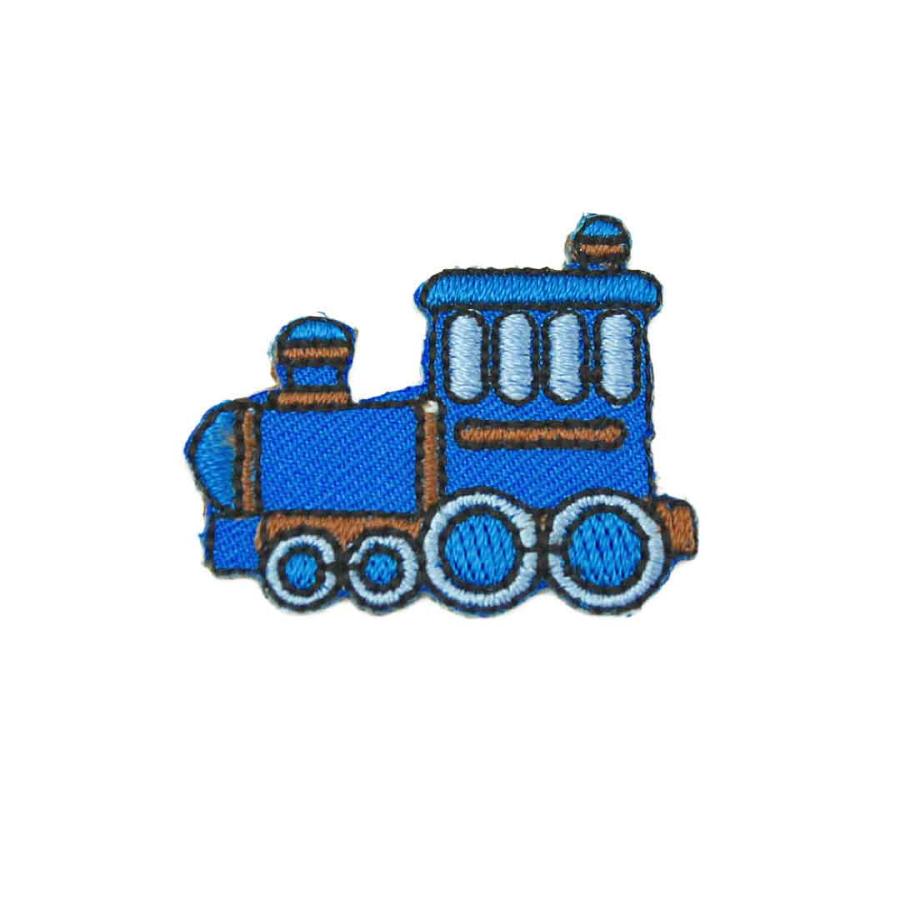 ワッペン アイロン ミニサイズ 機関車 乗り物 ブルー かわいい アップリケ わっぺん 小さい アイロンで簡単貼り付け｜globalmarket