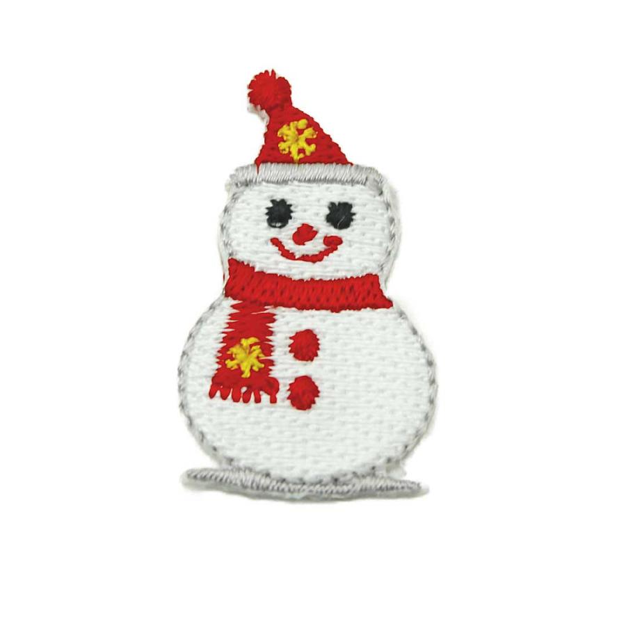 ワッペン アイロン ミニサイズ 雪だるま スノーマン 冬 かわいい 