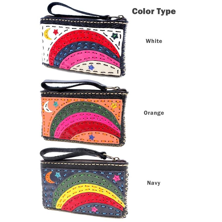 コインケース 小銭入れ レザー 小物入れ パッチワーク デザイン エスニック 手作り 本革 アート ポーチ アジアン雑貨