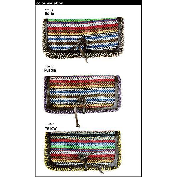 ハンドメイド エスニックカラフルウォレット 本革 財布 アジアン雑貨