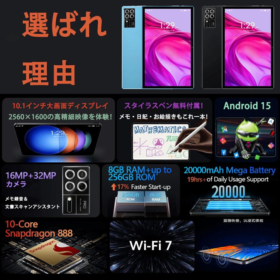 全品10％OFF】Android 15 タブレット 本体 10インチ大容量16GB+128GB