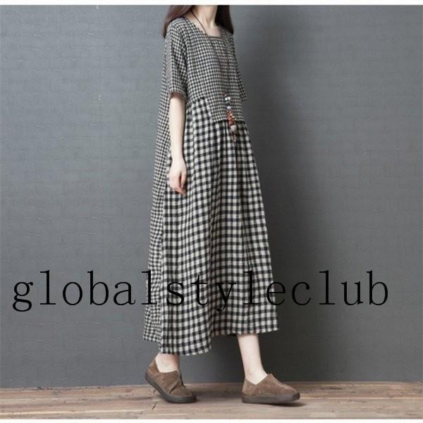 ワンピース 夏 ロングワンピース ロング丈 チェック柄 おしゃれ レディース 大きいサイズ 体型カバー 森ガールワンピース 大人 シンプル カジュアル Cwgsclyqra Globalstyleclub 通販 Yahoo ショッピング