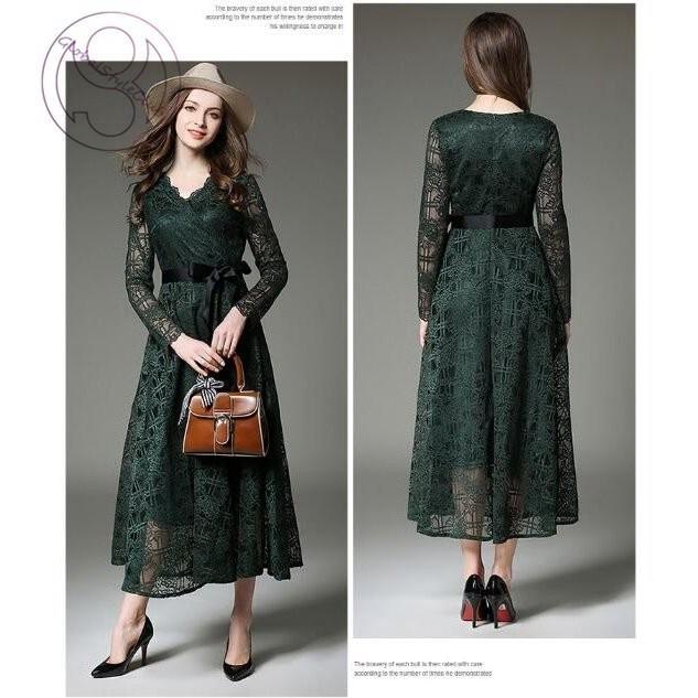 ワンピース カシュクール ロングワンピース 二次会 結婚式コーデ 花柄レース 結婚式 パーティ ドレス 緑 グリーン Global Lx106 Globalstyleclub 通販 Yahoo ショッピング