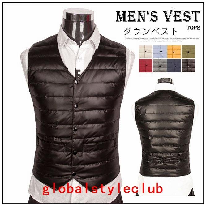 ダウンベストメンズ男性トップス冬袖なしサイズカラー豊富展開スーツの下に
