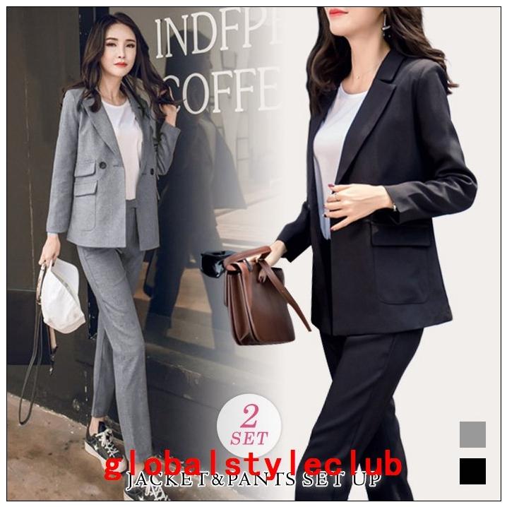 セール 送料無料 セットアップレディーススーツ春夏春夏黒ジャケットパンツスーツ上下セットブラックグレーセレモニーフォーマルオフィス代30代 販売店 大阪 Www Superavila Com