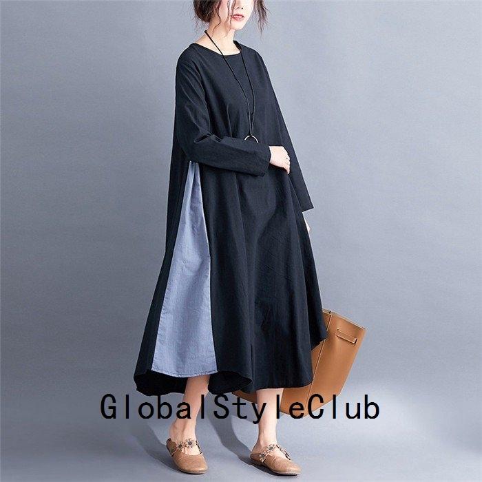 売れ筋商品 ロングワンピース レディース ワンピース 秋 長袖 大きいサイズ 体型カバー 切り替え ゆったり カジュアル 大人 着痩せ 30代40代50代 春秋新作 上品 ワンピース サイズ M Www Cognitiva La