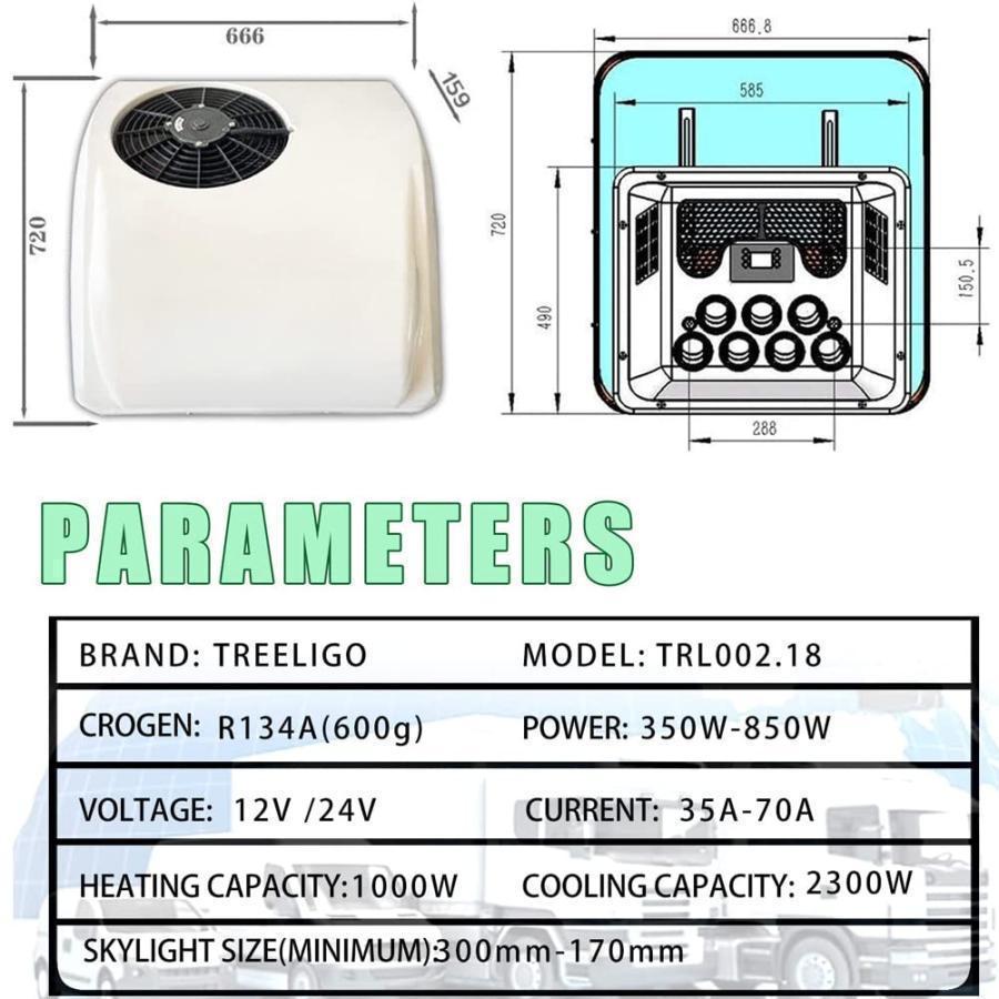 【希少品】 12V DC エアコン、冷暖房機能付きルーフ エアコンは、トラック、RV、バス、掘削機、キャンピングカー、農業用車両に適用できます。 12v 【NAN2442957994】(86161円)