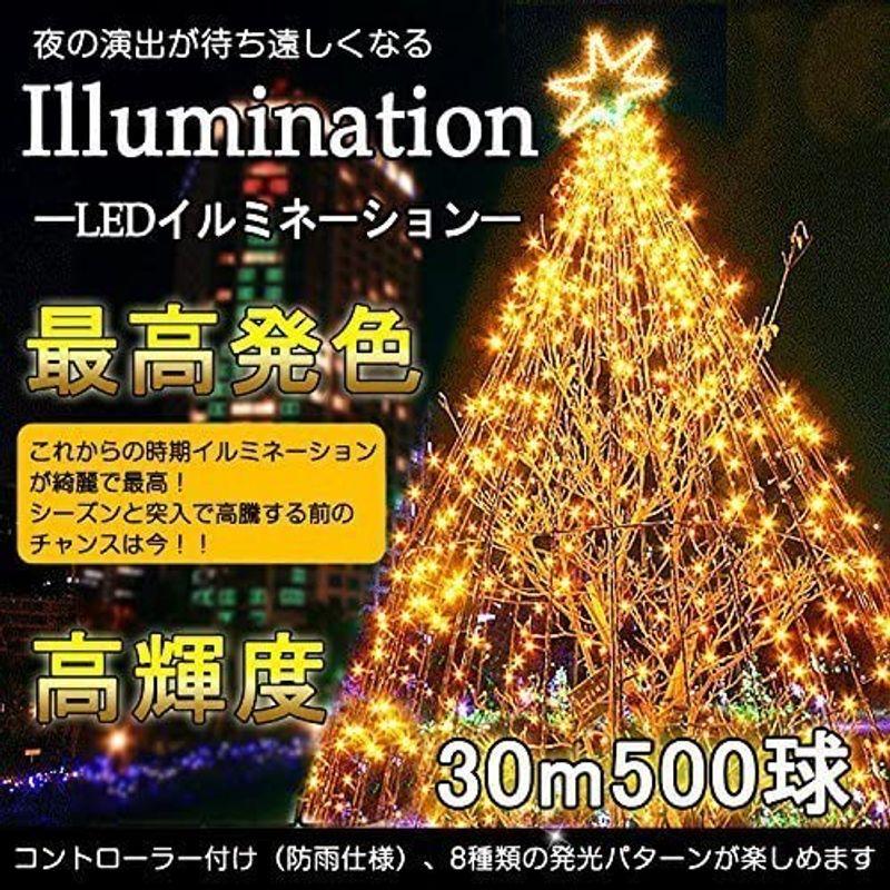 2個セット　グッド・グッズ　1000球　500球*二個　複数連結可能　LED　イルミネーション　イルミネーション　60M　防水　illumi