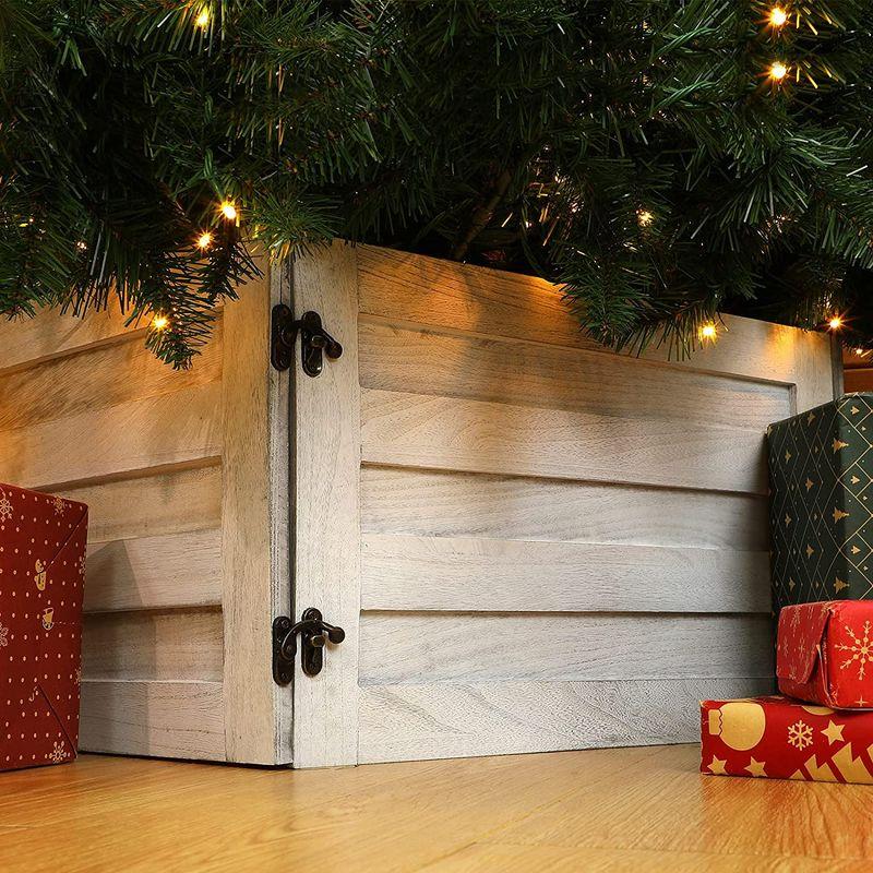 木製クリスマスツリーカラーボックス　ウォッシュドホワイトツリースタンドカバー　素朴なクリスマスツリーボックススカート　ファームハウス　クリス