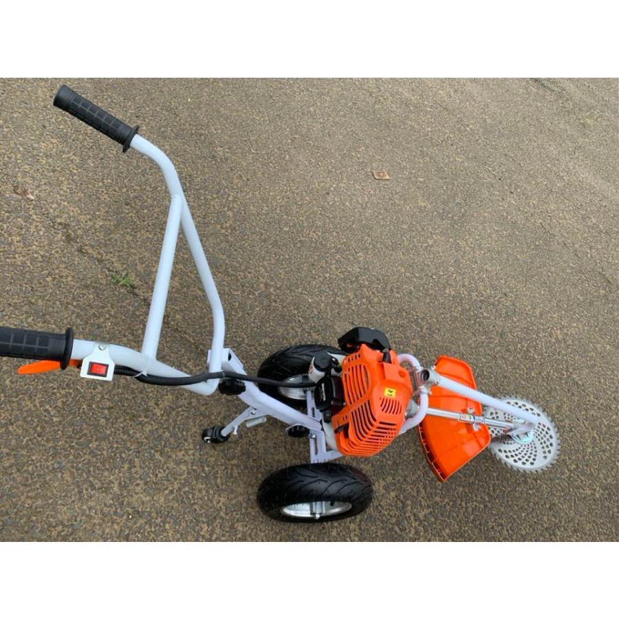 タイヤ付きエンジン草刈機 52cc 新型 手押し草刈り機 チップソーおまけ