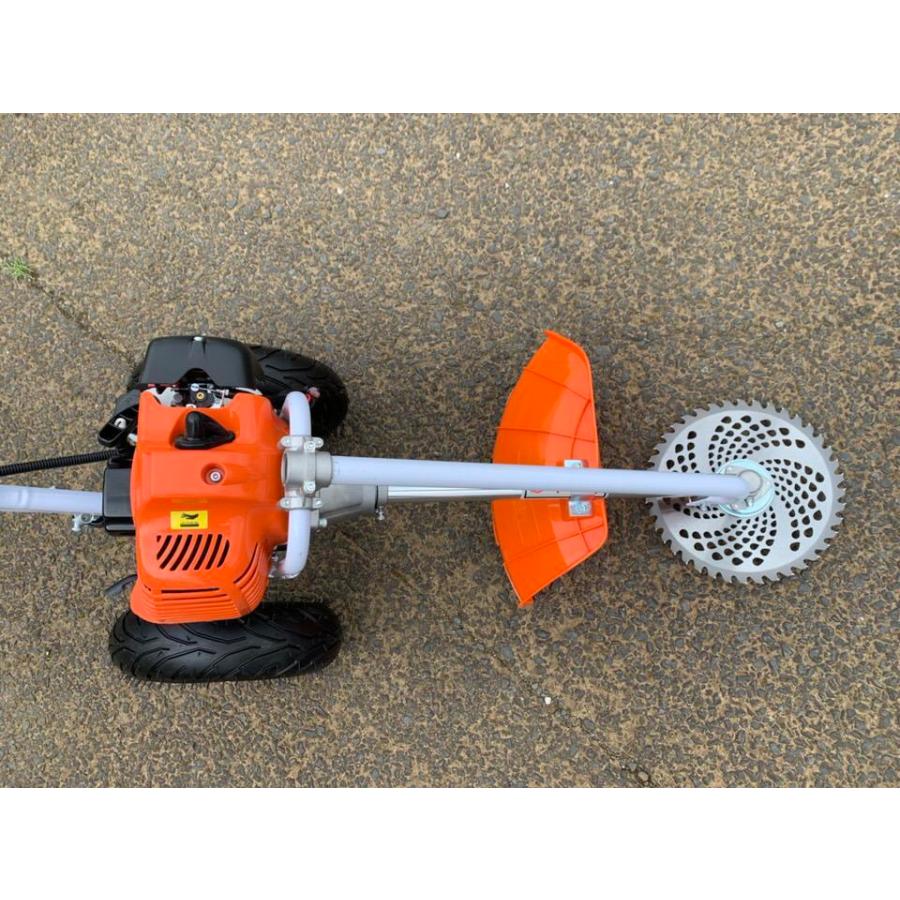 タイヤ付きエンジン草刈機 52cc 新型 手押し草刈り機 チップソー