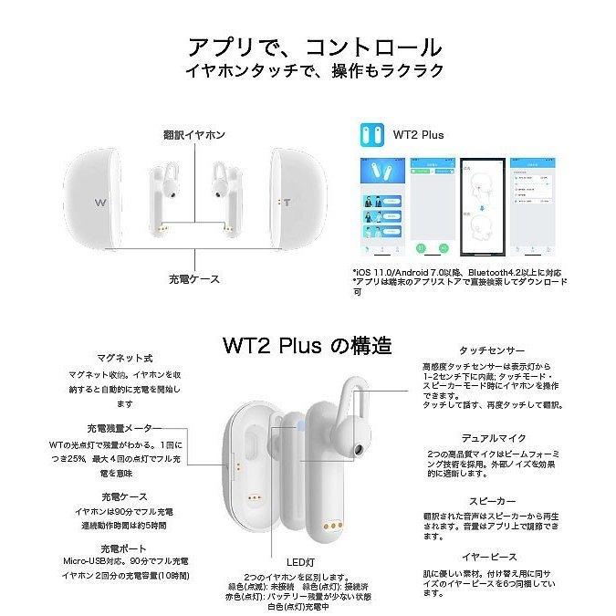 【公式】WT2 PLUS 翻訳機 イヤフォン型 WT2 リアルタイム ウェアラブル翻訳機 Time kettle タイムケトル