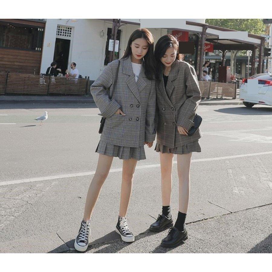 韓国風」チェックセットアップ