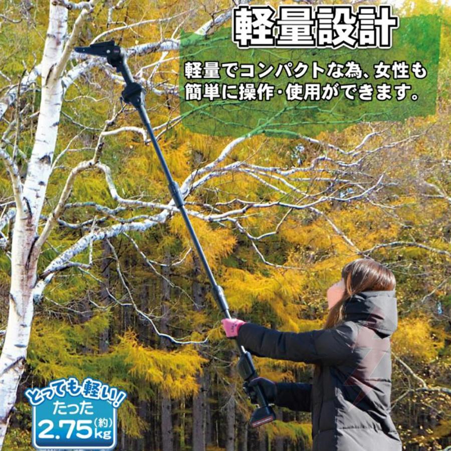 高枝切りチェーンソー 高枝切りバサミ 最長200cm 電動チェーンソー 充電式  高枝切りノコギリ コードレス  着脱式ポール 軽量 木工切断 枝切り 電動のこぎり |  | 12