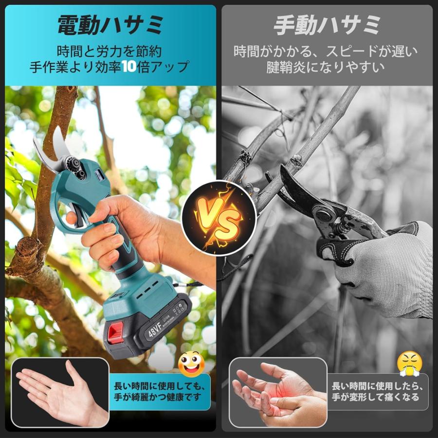 2025 剪定ばさみ 充電式 高枝切り マキタ バッテリー互換 200cm延長ポール 電動剪定ハサミ ブラシレスモーター 枝切り 軽量 電池残量表示 果樹用 家庭用 女性用 |  | 14