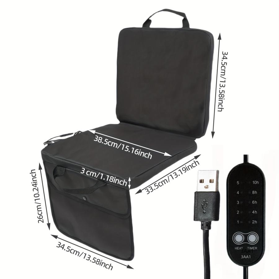 速熱 USB充電式 ヒータークッション 5段階温度調整  5段階タイマー 防寒 アウトドアシート オフィス 椅子 カーペット 収納ポケット付き 暖か ホットクッション |  | 10