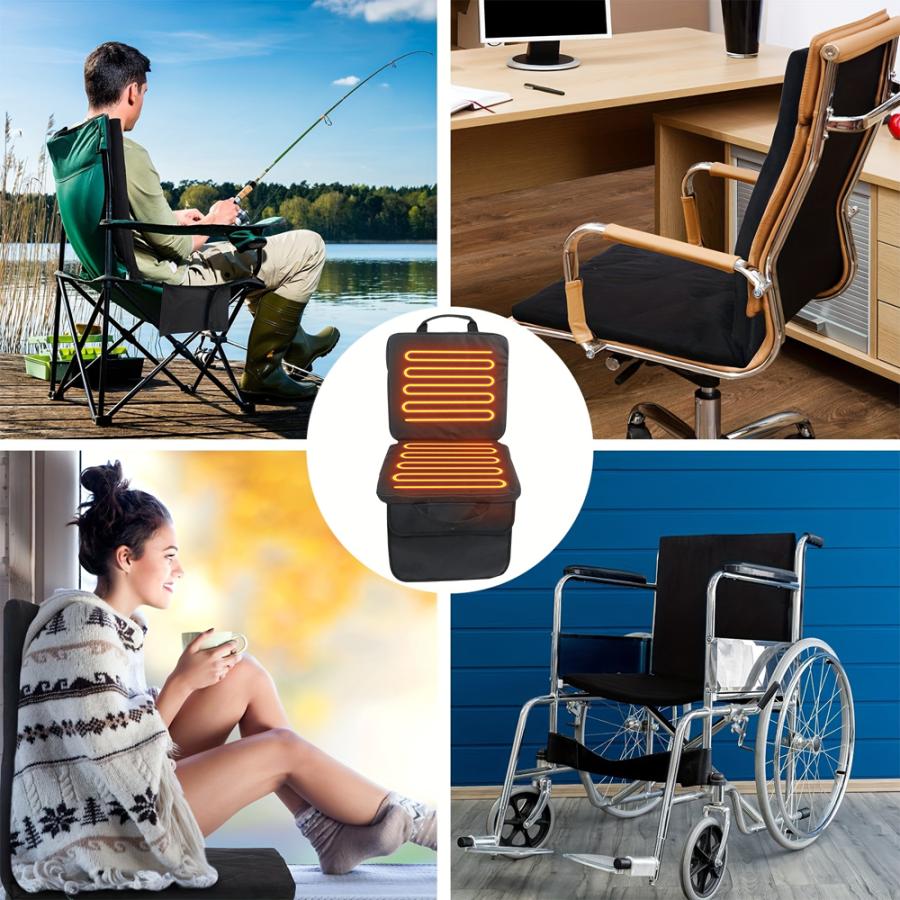 速熱 USB充電式 ヒータークッション 5段階温度調整  5段階タイマー 防寒 アウトドアシート オフィス 椅子 カーペット 収納ポケット付き 暖か ホットクッション |  | 03