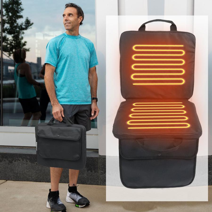 速熱 USB充電式 ヒータークッション 5段階温度調整  5段階タイマー 防寒 アウトドアシート オフィス 椅子 カーペット 収納ポケット付き 暖か ホットクッション |  | 05