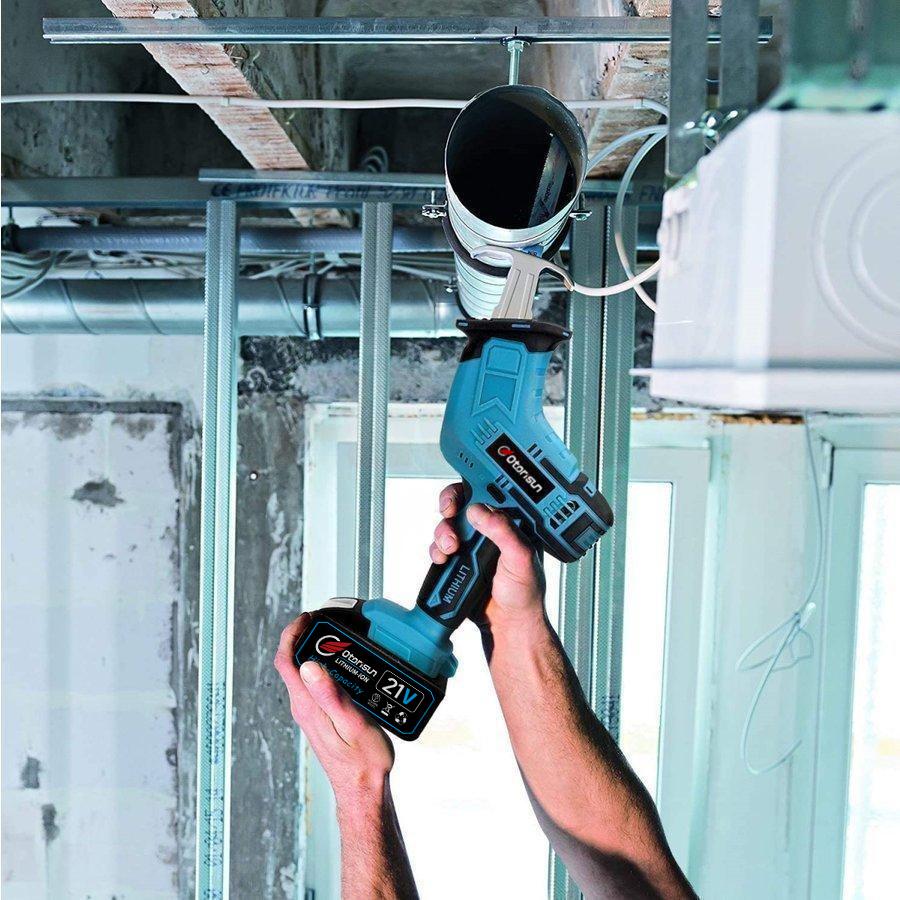 おまけ中！電動レシプロソー ノコギリ  ミニチェーンソー 充電式 セーバーソー 小型 枝切り 替刃 庭木の剪定 木材/金属切断 マキタ互換 高速 軽量 女性 工具 |  | 13