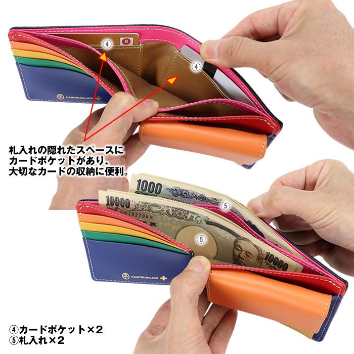 カステルバジャック CASTELBAJAC 79613 079613 レインボー 革 二つ折り財布 サイフ レザー 牛革 | CASTELBAJAC | 05