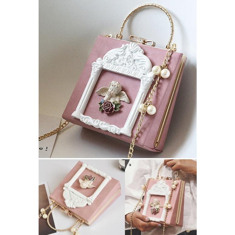 ハンドバッグ 天使 バロック調 ボックス型 ショルダーバッグ