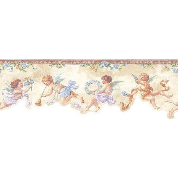 壁紙ボーダー 天使 エンジェル ＆ ローズ （ライトブラウン系） | 
