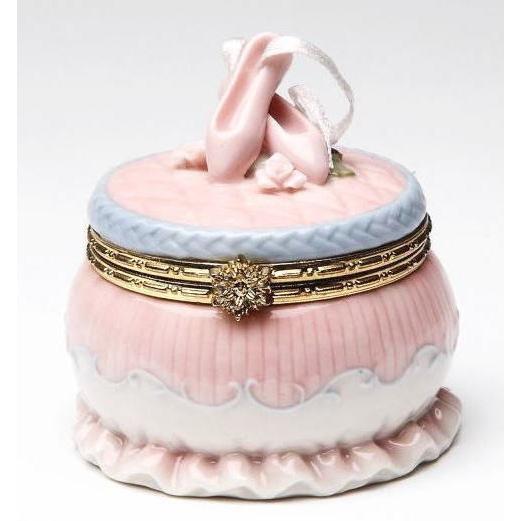 トウシューズ　バレリーナ　小物入れ　置き物　雑貨　アンティーク風　クリスマス バレリーナ トウシューズ リモージュ風ボックス 陶磁器 ポーセリン