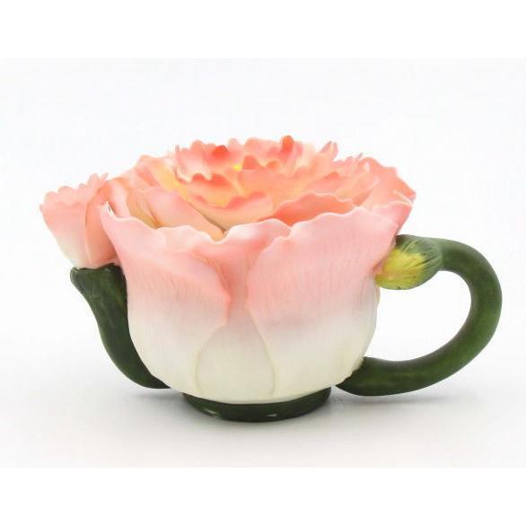 ピオニー フラワー型 ミニティーポット型置物 ピンク お花型 電子オルゴール付き 21春夏新色