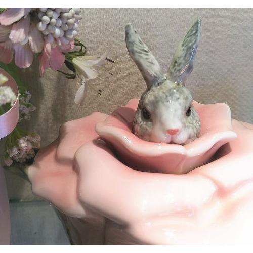 ティーポット うさぎとバラ ビクトリアン ロージーラビット