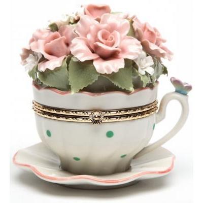 置物　オルゴール　オブジェ　薔薇の陶器　レア　カゴコレクション 再販】陶花 -薔薇の花籠- その他置物 waco ＊ neco 通販 6719246