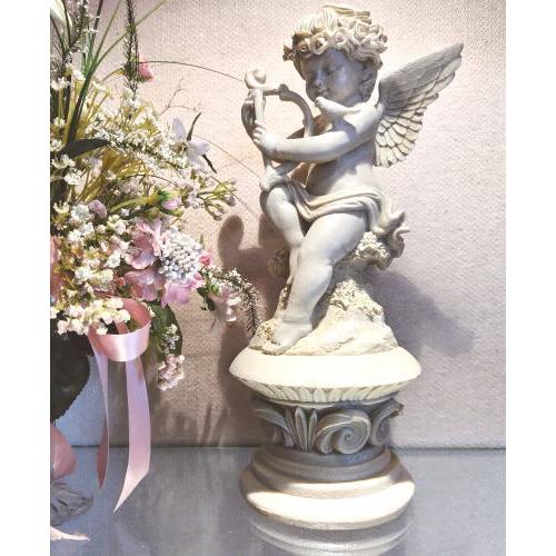 天使の置物 アイボリー系 ハープを弾くエンジェル : グロリアス