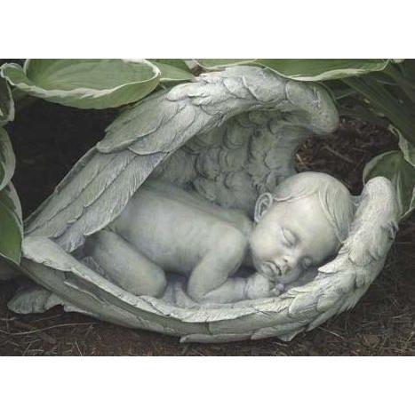 ガーデン天使/スリーピング ベビー in エンジェル ウィングス