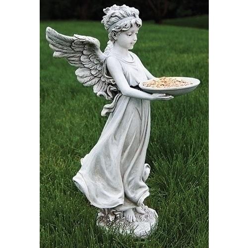 ガーデンエンジェル置物/ 微笑む天使バードフィーダー 天使 小鳥