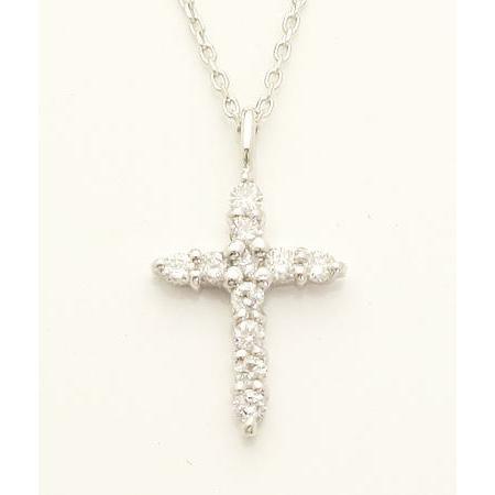 クロス ネックレス 十字架 天然ダイアモンド K１８ ホワイトゴールド