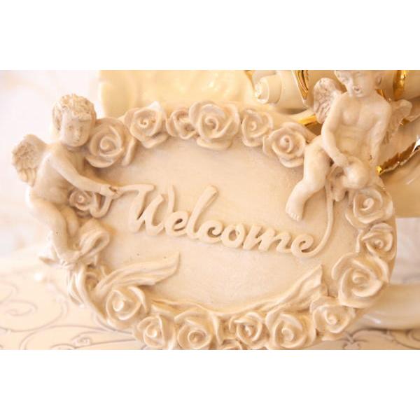 ウェルカムボード 天使 置物 アイボリー系 エンジェル Welcome