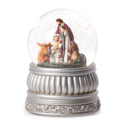 スノードーム 聖なる家族 ウォータードーム シルバー台座 オルゴール