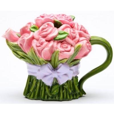 ティーポット ピンクローズ ブーケ 薔薇の花束