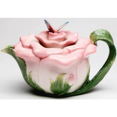 ティーポット バタフライonローズ 薔薇型