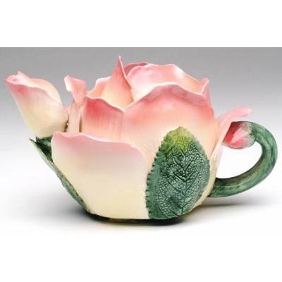 ティーポット ピンクローズ 薔薇型