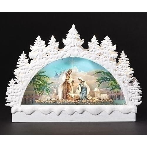 聖なる家族 ネィティビティ クリスマスアーチ置物 グリッタードーム