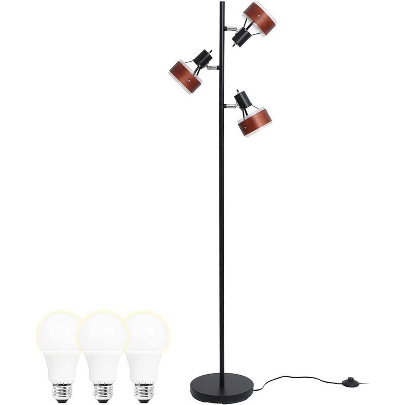 インテリア　共同照明　フロアスタンドランプ　3灯　口金E26　フロアライト　モダン　スタンドランプ　北欧　洋風　60Ｗ形LED電球付き　角度調節　SET