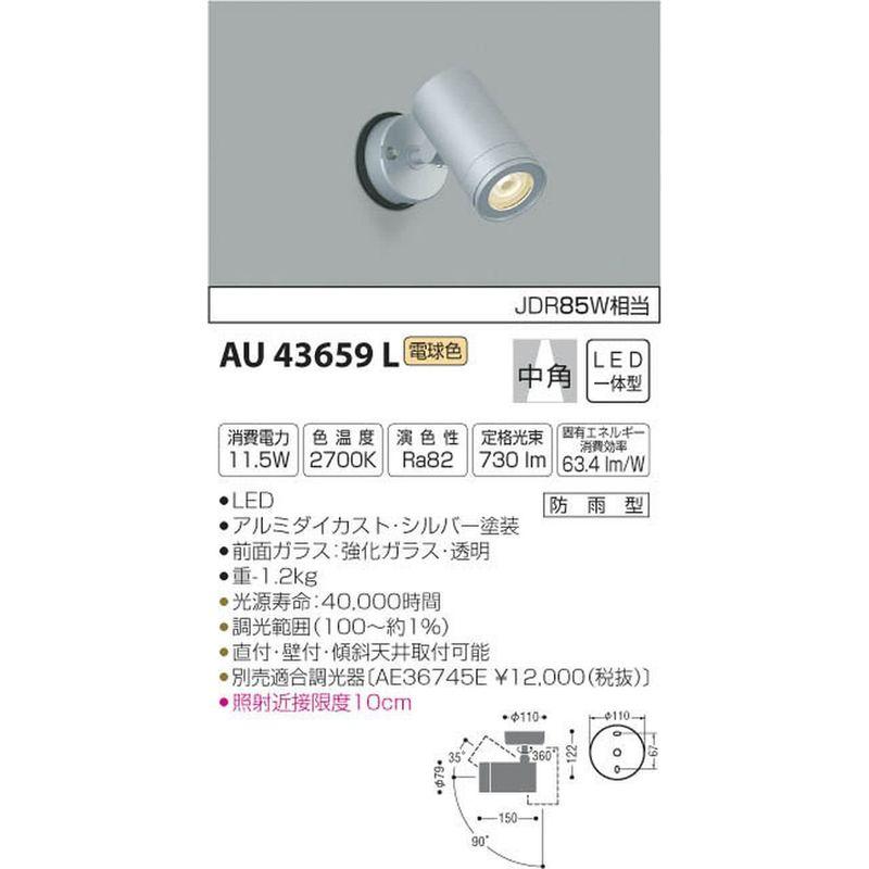 照明 コイズミ照明 スポットライト 中角 JDR85W相当 シルバー塗装 AU43659L - 3
