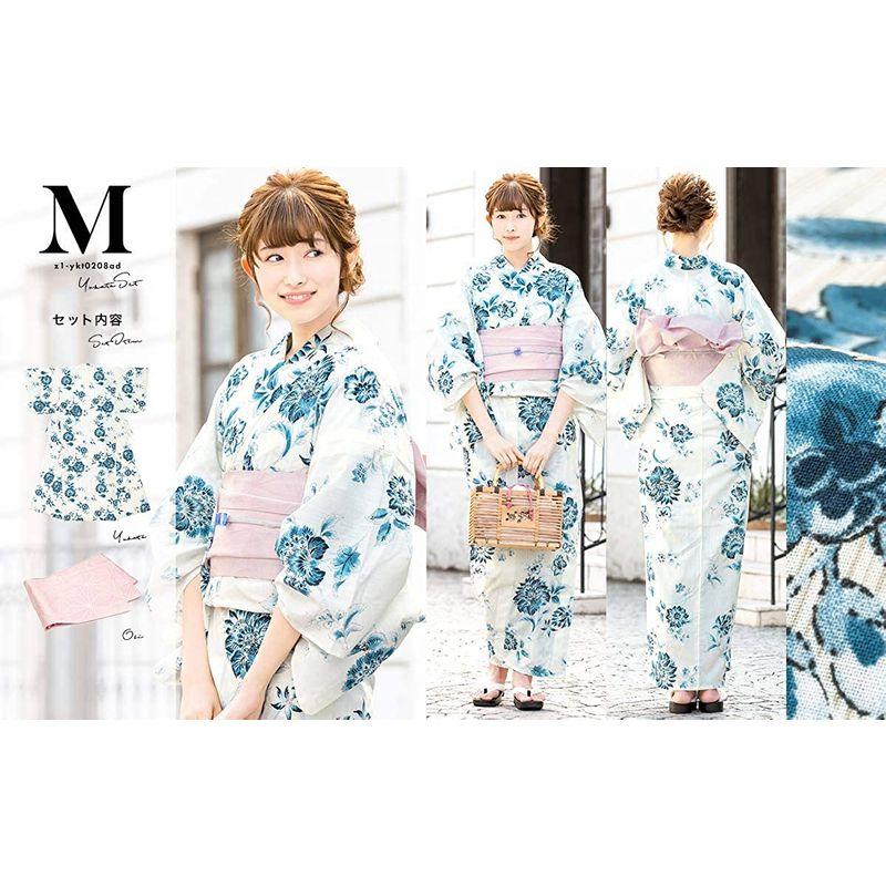 ぴさま SOUBIEN 花柄 浴衣 ストライブ 紺 ぴさま SOUBIEN 花柄 浴衣